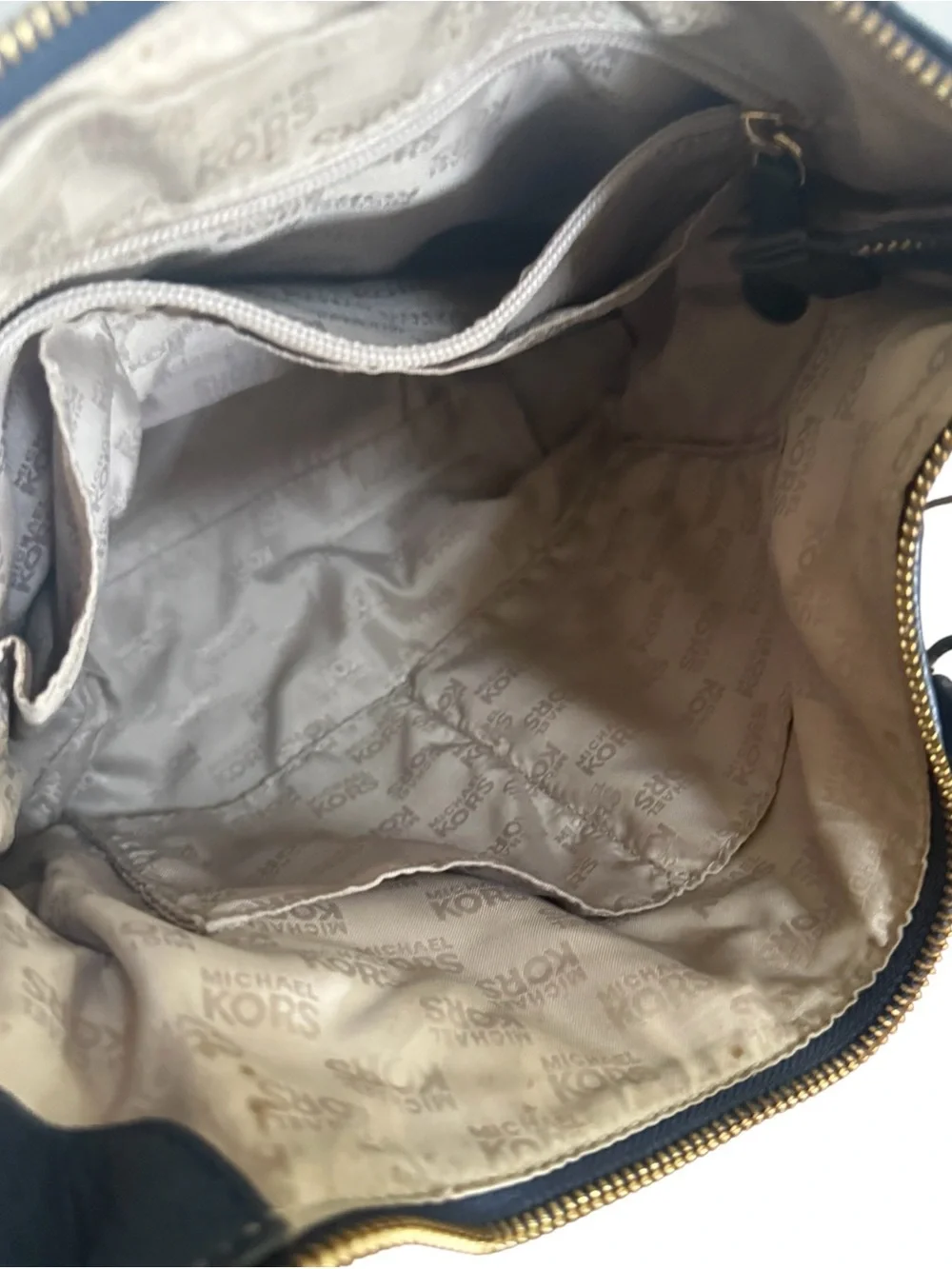 Michael Kors Blue Pebbled Leather Hobo Shoulder Crossbody with Gold Chain Accent